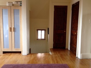 Standing in the spot where the closet should (and will) be 